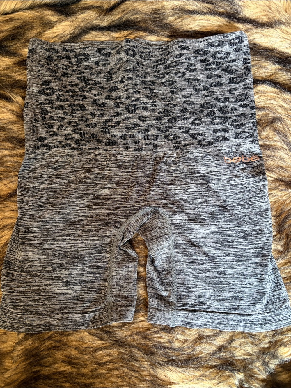 Bebe High Waisted Seamless Leopard Print Gray Compression Shape-wear XL